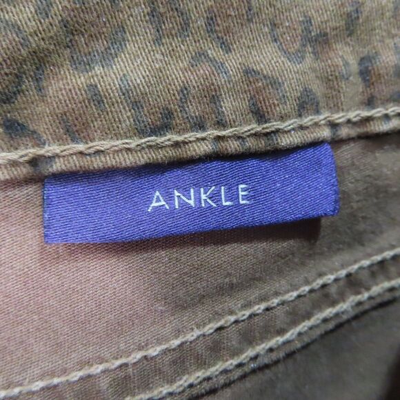 NYDJ Ankle Pants 14 Brown Cheetah Print Mid Rise 5 Pockets Ankle Cotton Blend - Picture 10 of 12